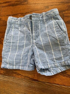 Janie and Jack Light Blue and White Windowpane Shorts